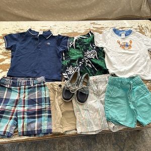 8 Piece Janie and Jack Boys 2T shirts shorts shoes blue aqua plaid cute outfits